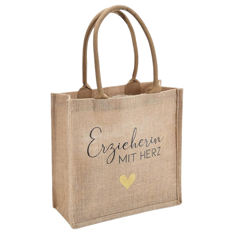 Jutebeutel - Erzieherin mit Herz - Abschiedsgeschenk Kita