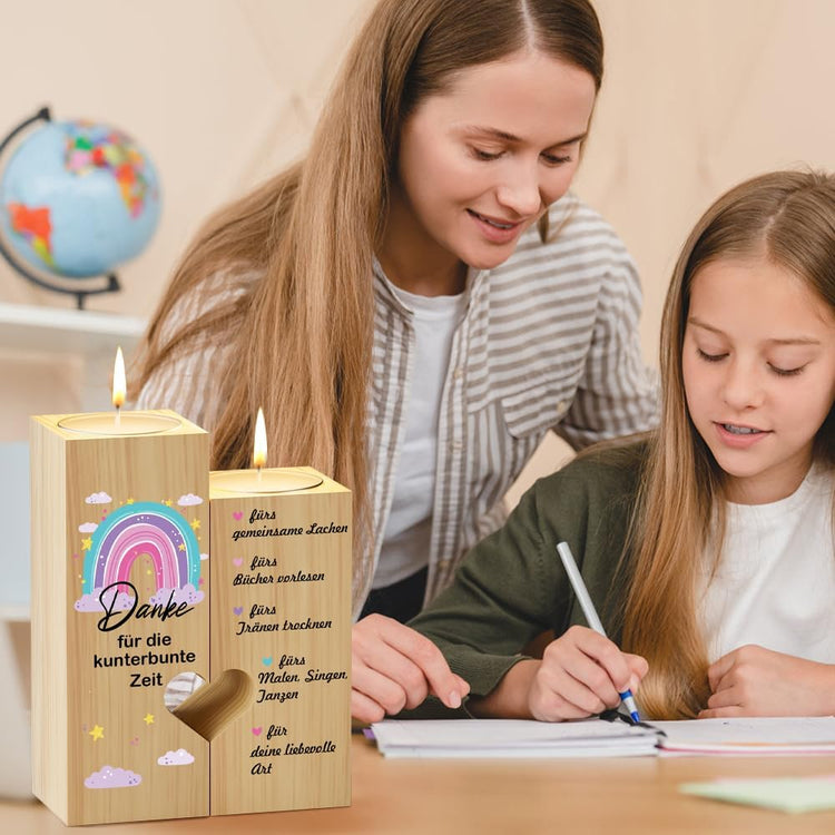 Kerzenständer - Danke für die kunterbunte Zeit  - Abschiedsgeschenk