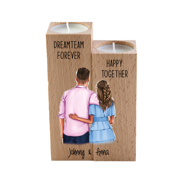 Kerzenhalter Dreamteam forever - personalisiert