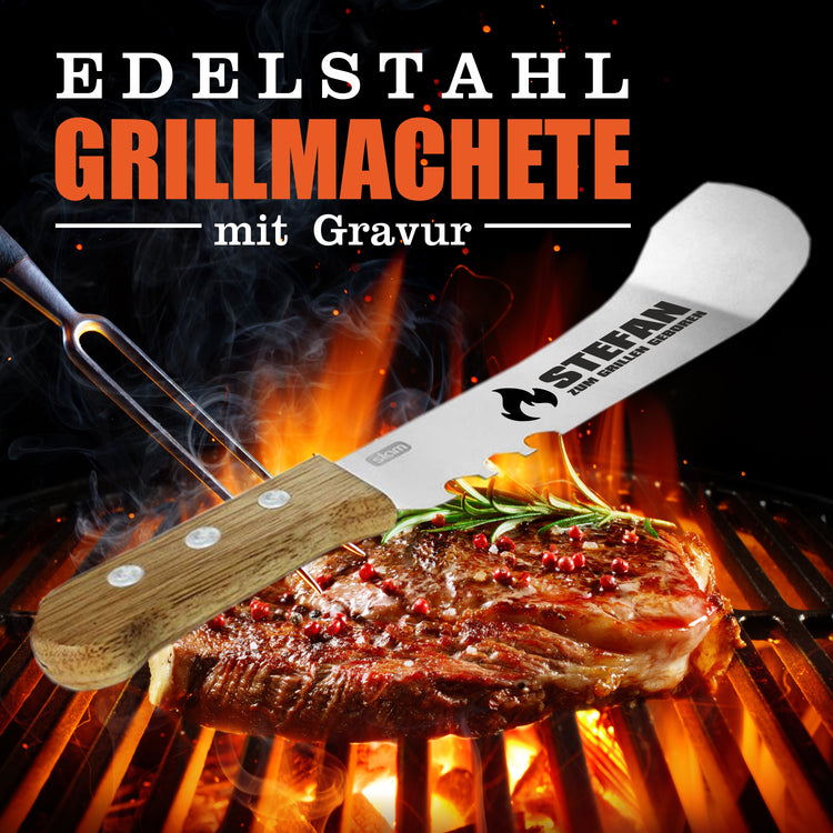 Grillmachete mit Edelstahlklinge NAMEN zum grillen geboren