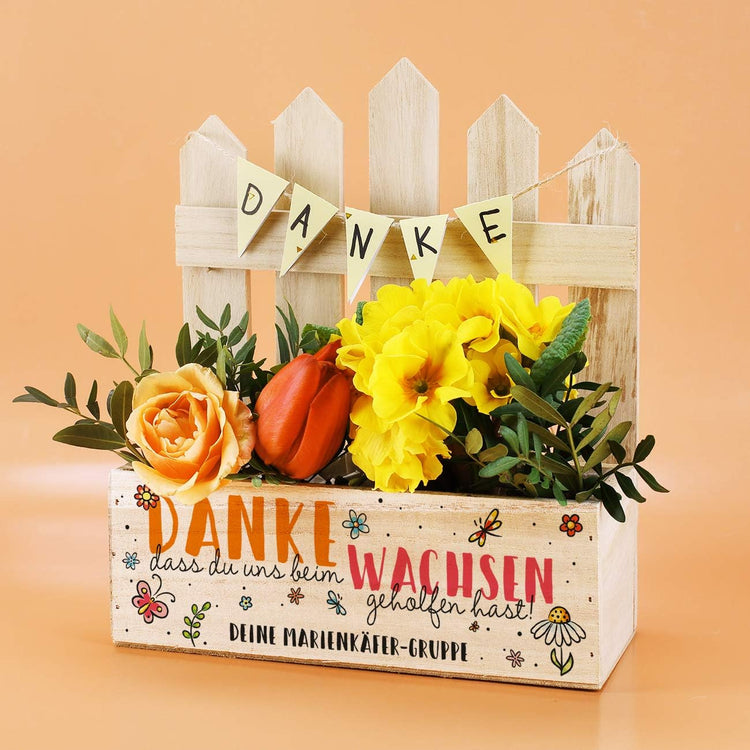 Pflanzkiste mit Aufdruck - Dankeschön-Geschenk für Kindergarten