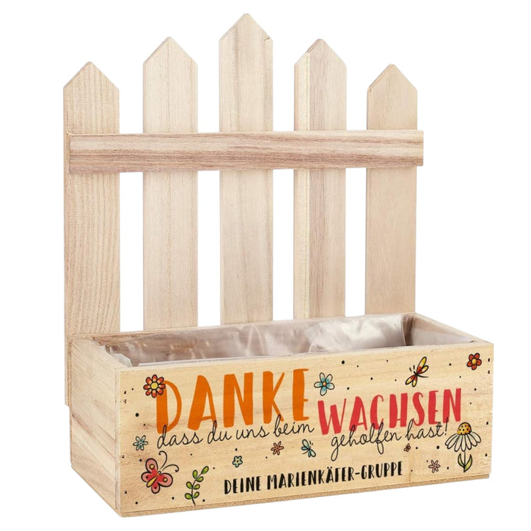 Pflanzkiste mit Aufdruck - Dankeschön-Geschenk für Kindergarten