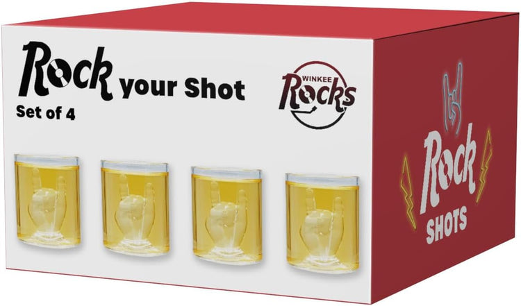 4 Rock Hand Schnapsgläser für Partys & Festivals