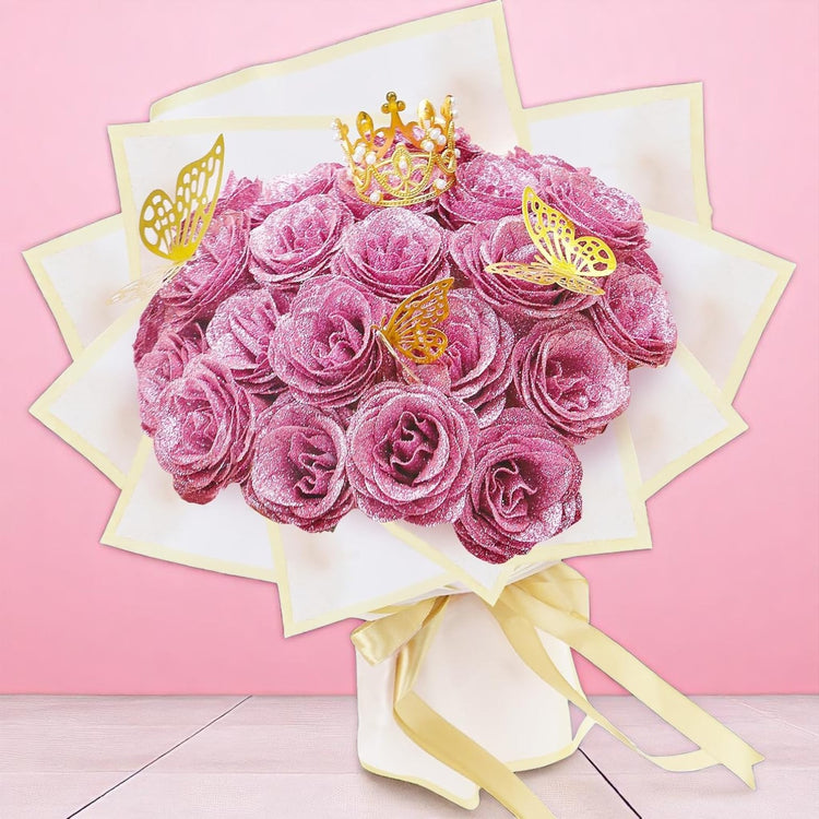 DIY Glitzer-Rosenstrauß - 24er Rosen Bouquet