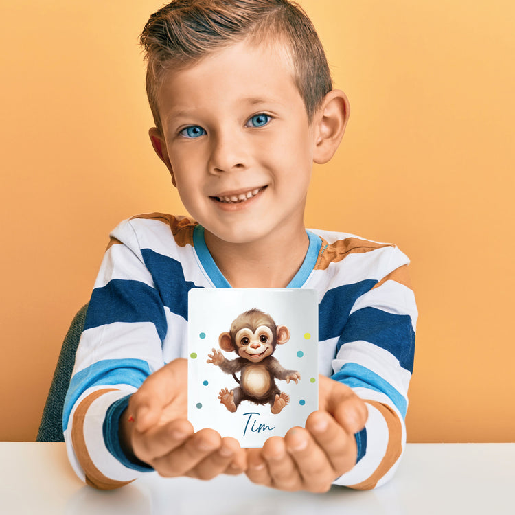 Keramik Spardose für Kinder Tiere mit Punkten + Name - verschiedene Motive
