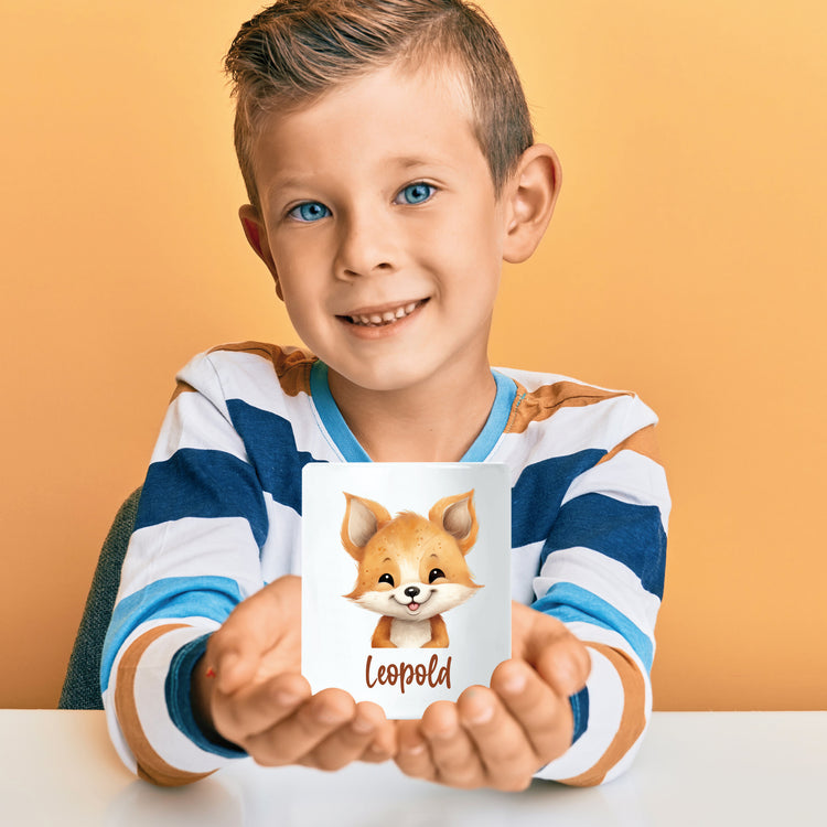 Spardose für Kinder Wald- und Zootiere mit Name - verschiedene Motive