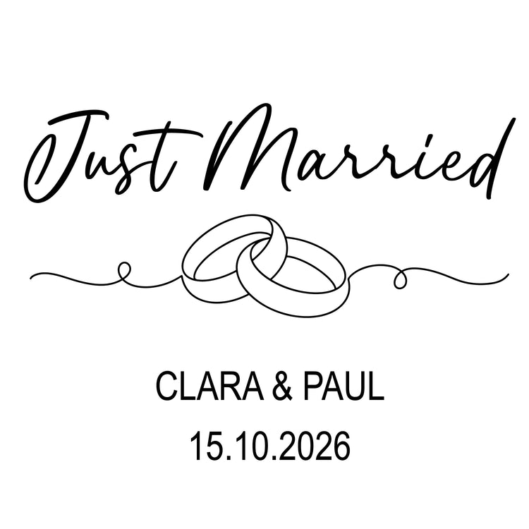 Schieferherz - Just Married - Ringe mit Wunschnamen & Datum
