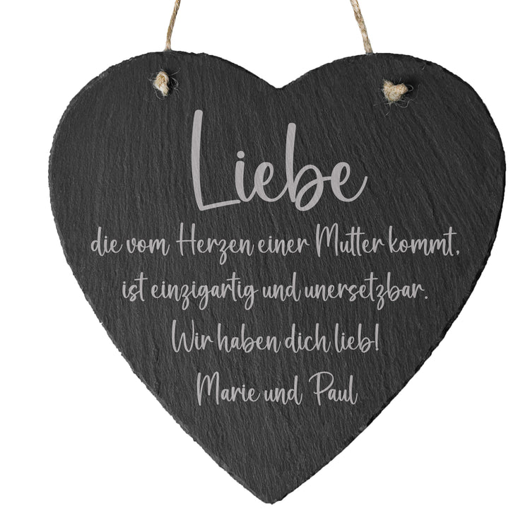 Schieferherz - Liebe Mutter - mit Personalisierung
