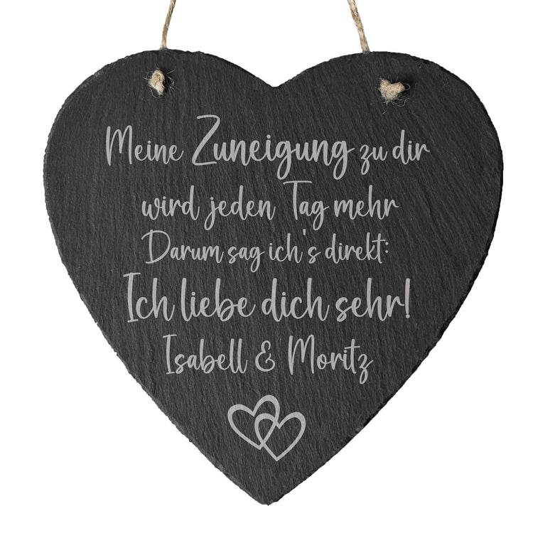 Schieferherz - Zuneigung mit Wunschnamen graviert