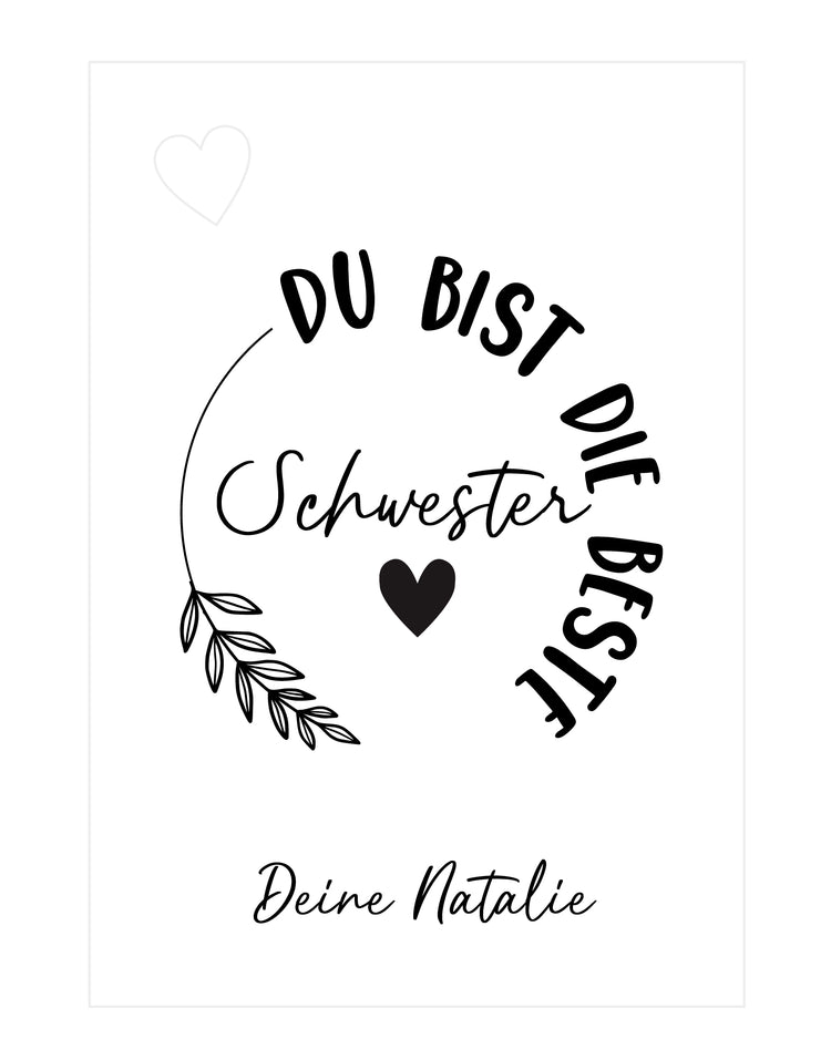 Personalisierbarer Trockenblumenständer Beste Schwester mit Vase