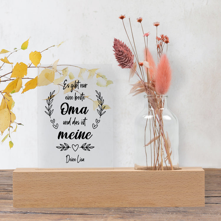 Personalisierbarer Trockenblumenständer Beste Oma mit Vase