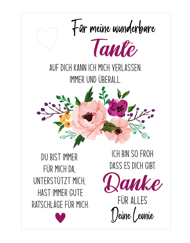 Personalisierbarer Trockenblumenständer Wunderbare Tante
