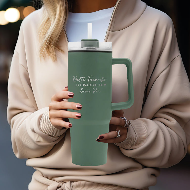 Thermobecher 900 ml Beste Freundin mit Name