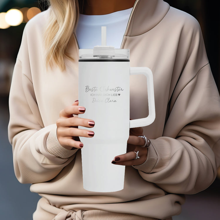Thermobecher 900 ml Beste Schwester mit Name