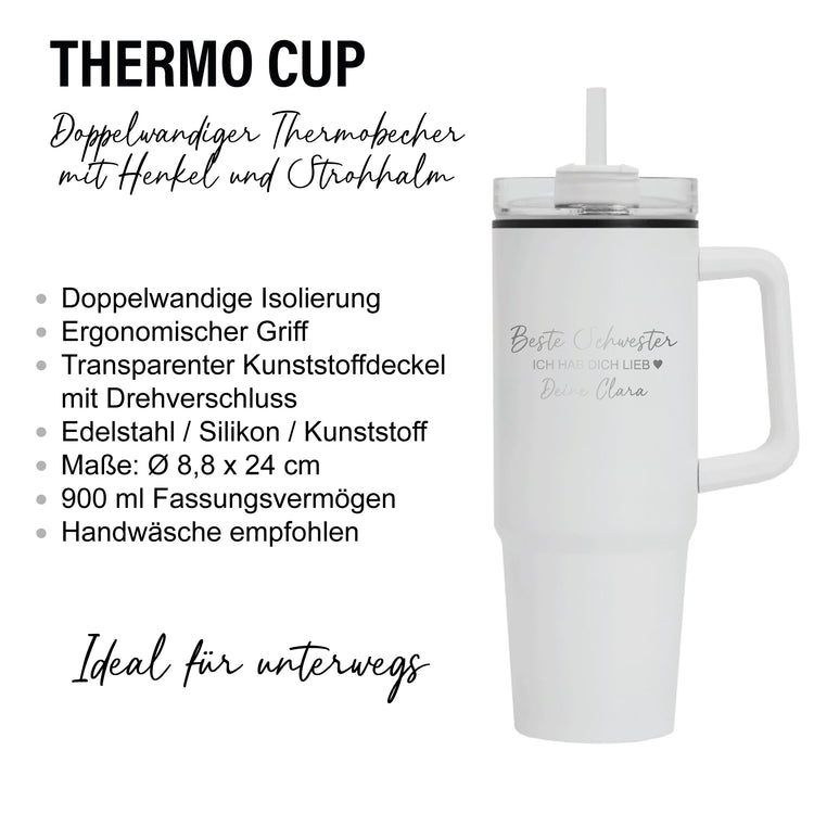 Thermobecher 900 ml Beste Schwester mit Name