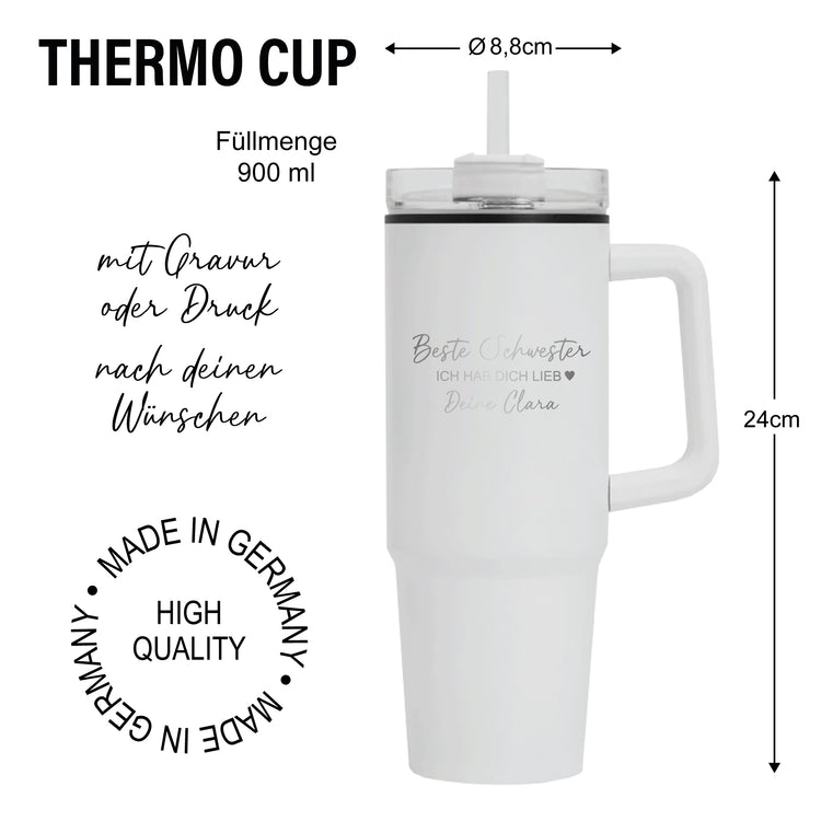 Thermobecher 900 ml Beste Schwester mit Name