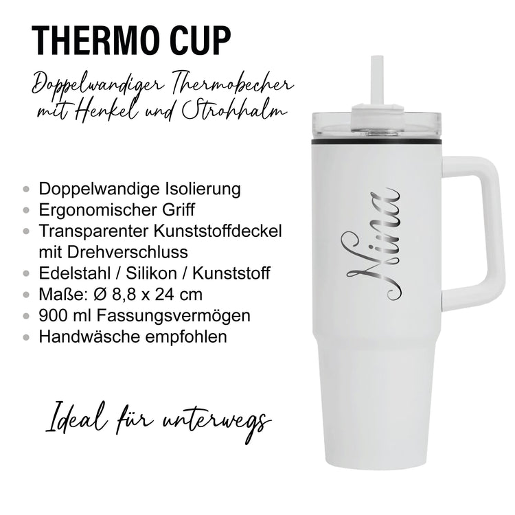 Thermobecher mit Henkel 900 ml mit Wunschname