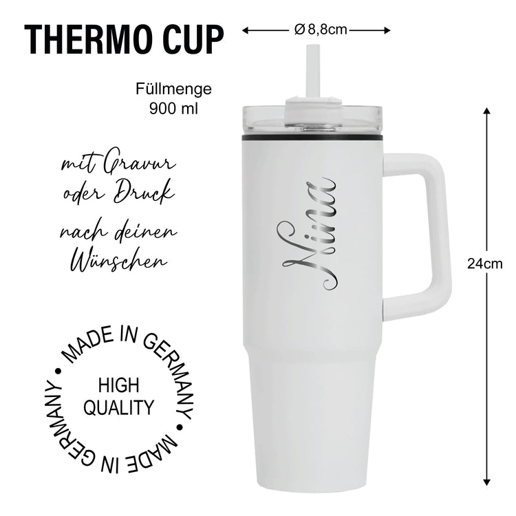 Thermobecher mit Henkel 900 ml mit Wunschname