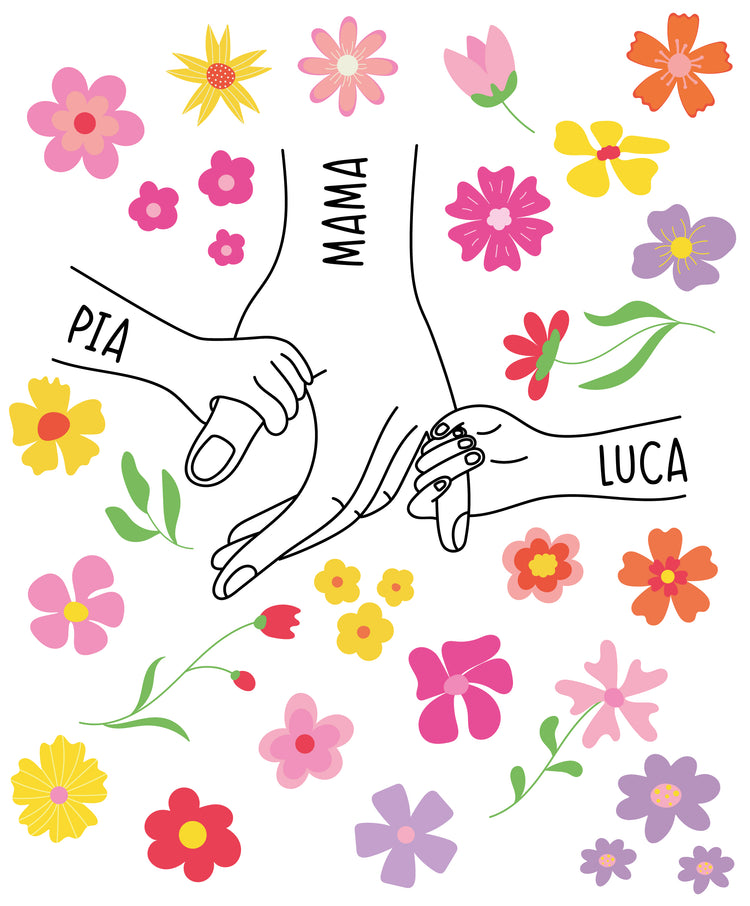 Tasse - Hand in Hand - Familie - mit Personalisierung