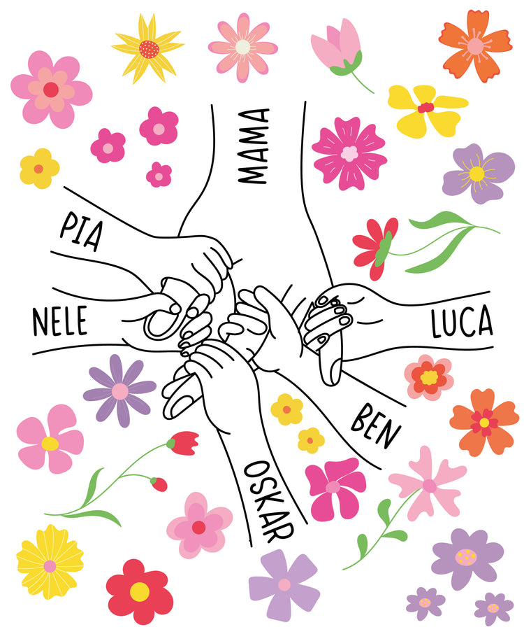 Tasse - Hand in Hand - Familie - mit Personalisierung