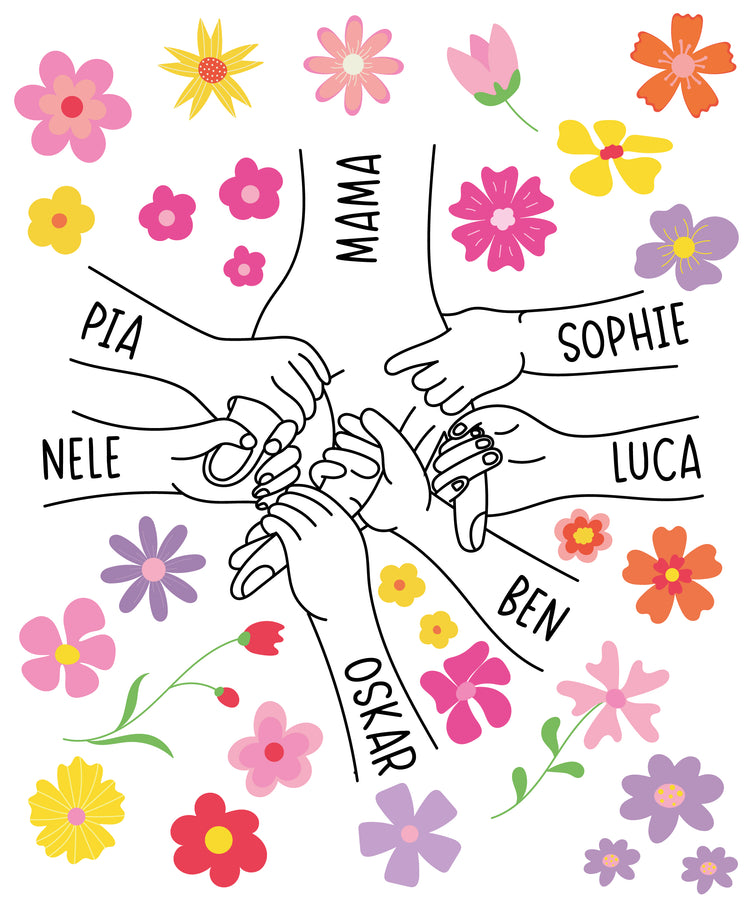 Tasse - Hand in Hand - Familie - mit Personalisierung