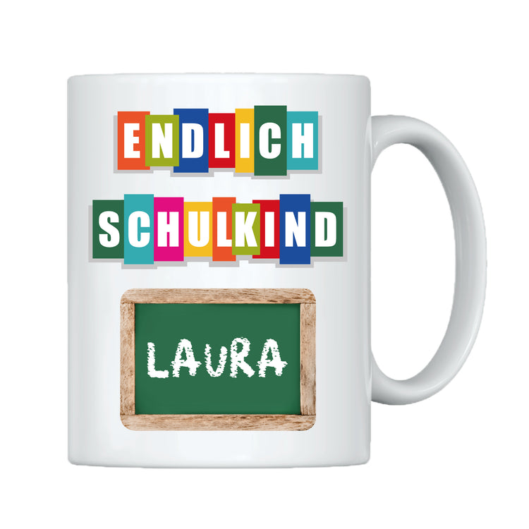 Tasse Endlich Schulkind mit Name
