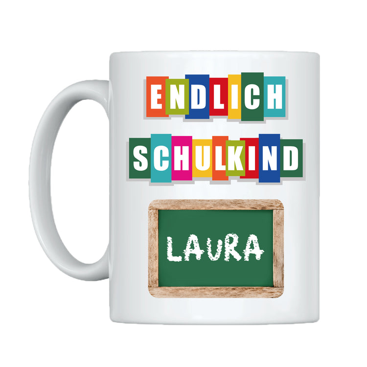 Tasse Endlich Schulkind mit Name