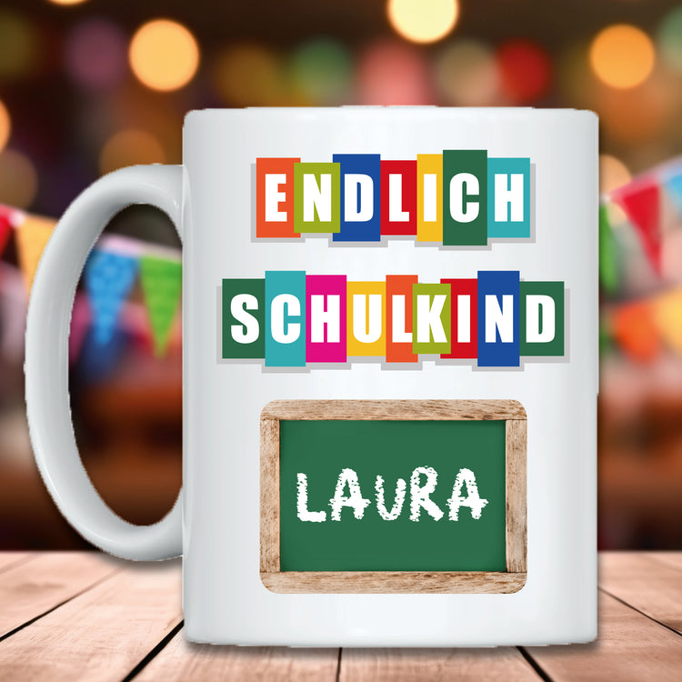 Tasse Endlich Schulkind mit Name