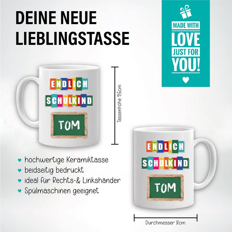 Tasse Endlich Schulkind mit Name