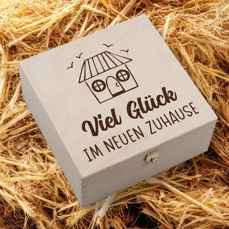 Hufeisen Geschenk in Holzbox Viel Glück im neuen Zuhause