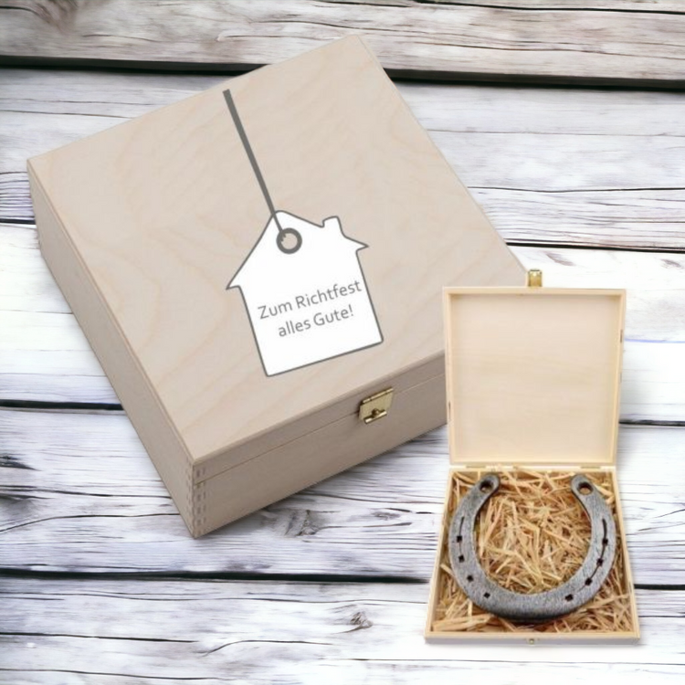 Hufeisen-Box Zum Richtfest alles Gute! (Anhänger)