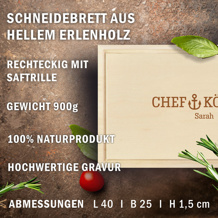 Schneidebrett Chefkoch/- köchin - personalisierbar