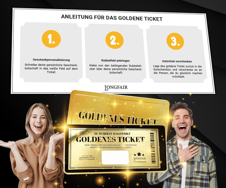 Das Goldene Ticket  - personalisierbarer Gutschein mit Rubbelfeld