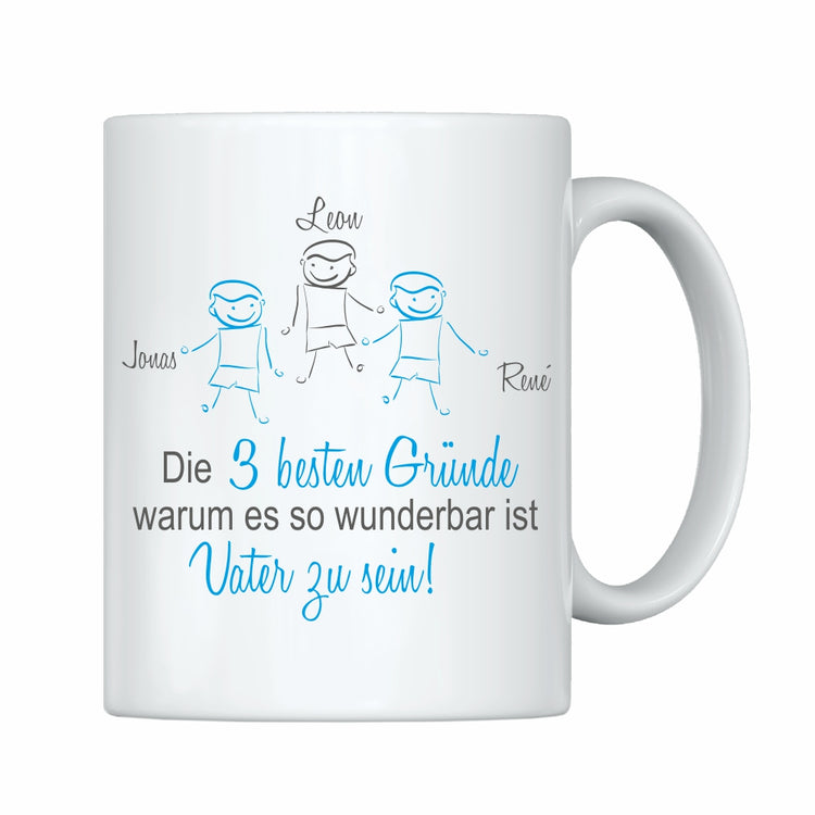 Tasse Die besten Gründe, warum es so wundervoll ist Vater zu sein! - personalisiert