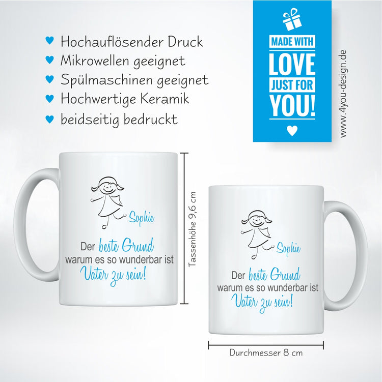 Tasse Die besten Gründe, warum es so wundervoll ist Vater zu sein! - personalisiert