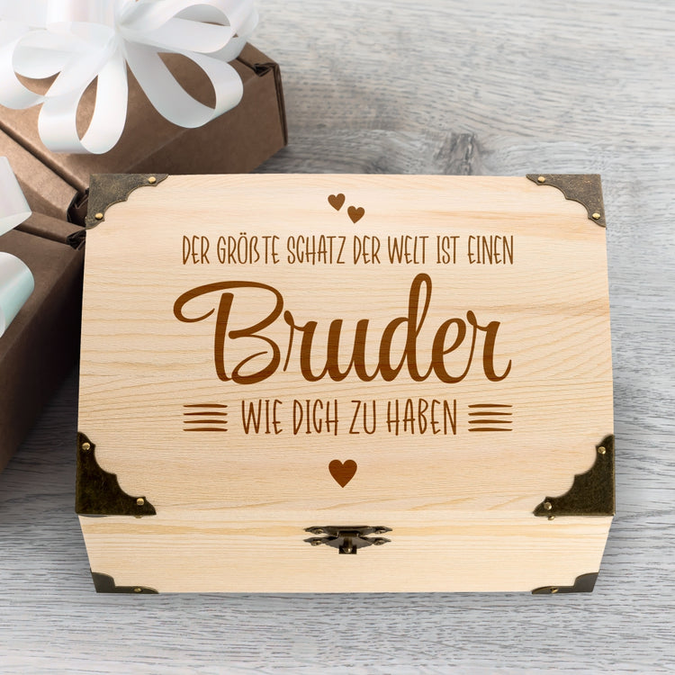 Schatztruhe mit Gravur Der größte Schatz der Welt ... Bruder