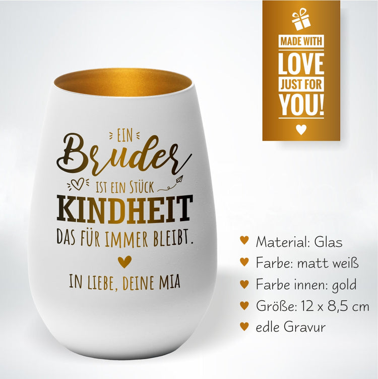 Windlicht Ein Bruder ist ein Stück Kindheit das für immer bleibt personalisiert