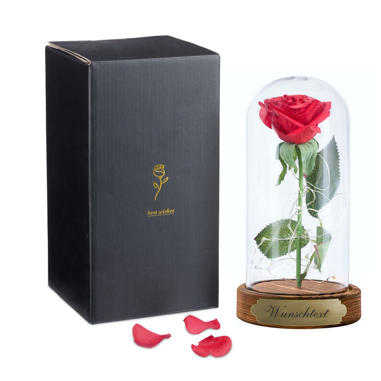 Ewige Rose im Glas mit Gravur
