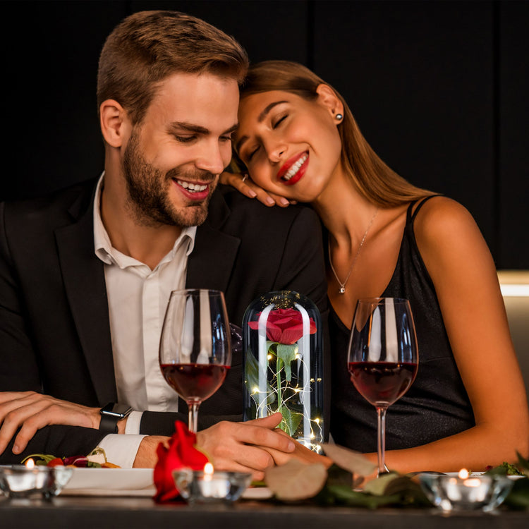 Ewige Rose im Glas mit Gravur