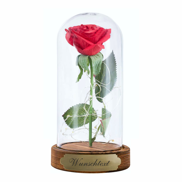 Ewige Rose im Glas mit Gravur