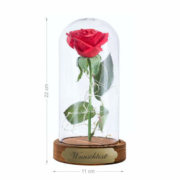 Ewige Rose im Glas mit Gravur