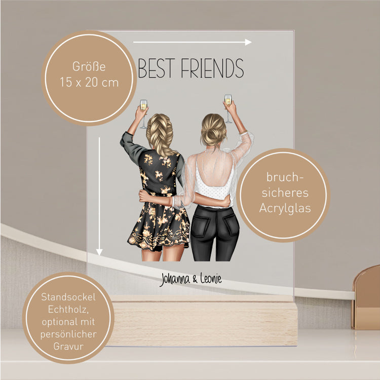 Acrylaufsteller Freundinnen Best Friends personalisiert mit Euren Namen