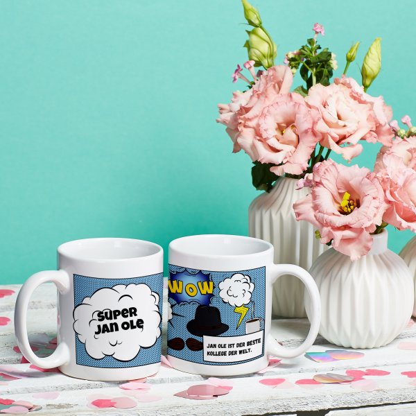 Tasse für Helden mit Wunschtext für Männer