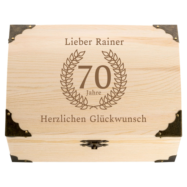 Personalisierbare Schatztruhe Glückwunsch zum 70. Geburtstag