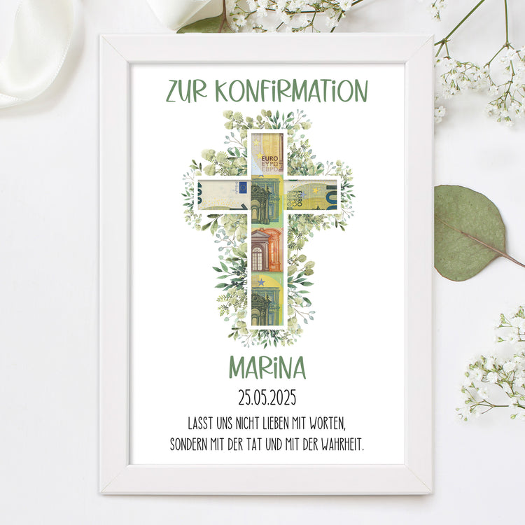 Geldgeschenk zur Konfirmation im Bilderrahmen