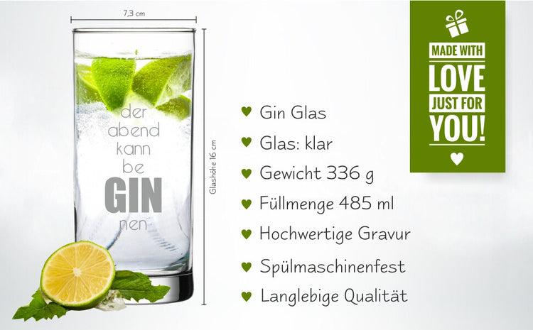 GIN-Glas Der Abend kann beGINnen