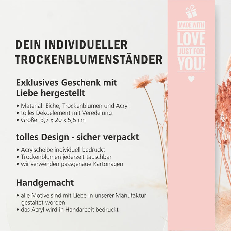 Trockenblumenständer - Herz Glück ist eine Mama wie Dich zu haben