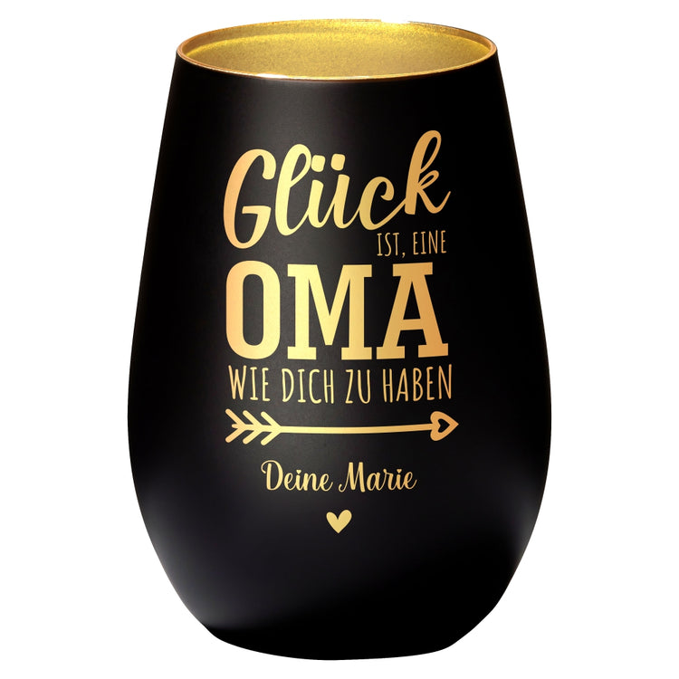 Windlicht Glück ist, eine Oma wie dich zu haben personalisiert