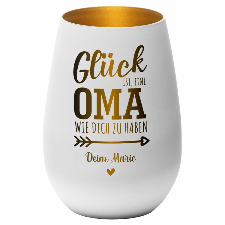 Windlicht Glück ist, eine Oma wie dich zu haben personalisiert