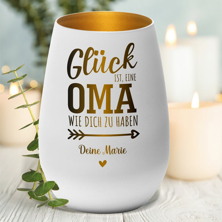 Windlicht Glück ist, eine Oma wie dich zu haben personalisiert